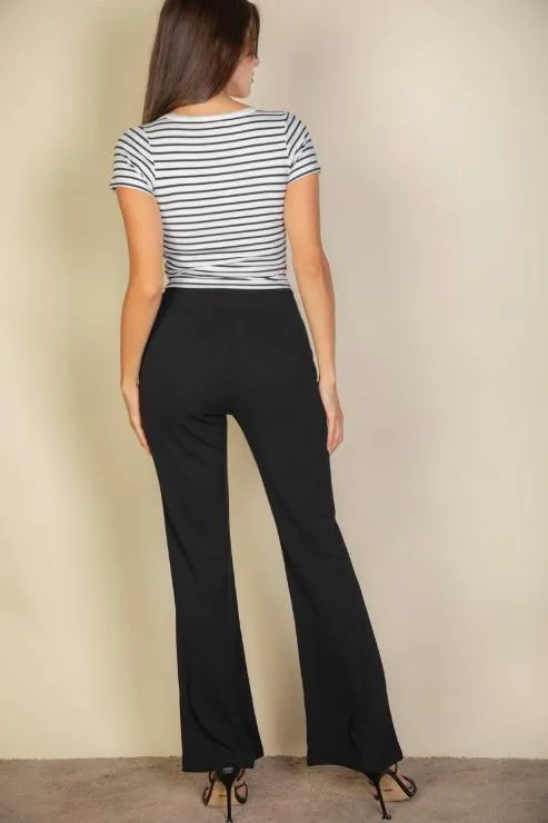 High Waist Stretch Crepe Flare Pants