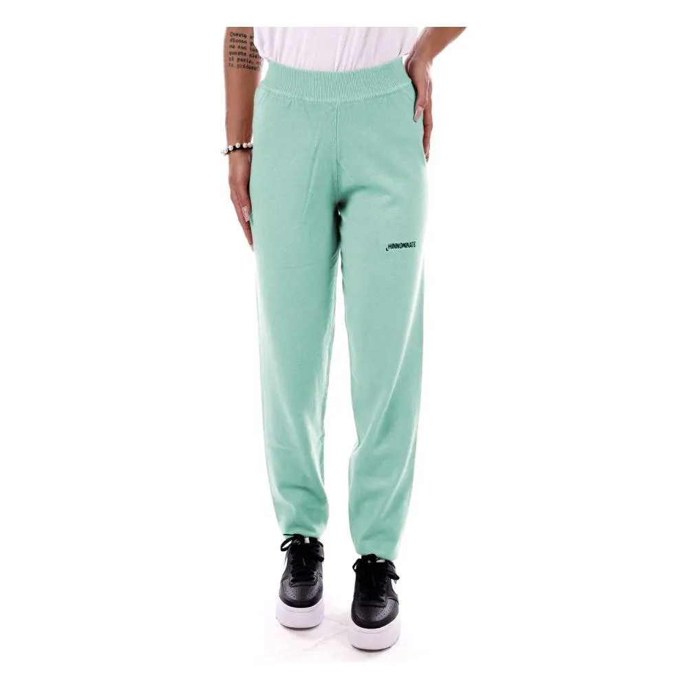 Hinnominate Mint Green Wool Blend Tracksuit Trousers