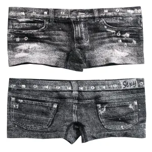 HOT PANTS DENIM JEAN STUDS BLACK