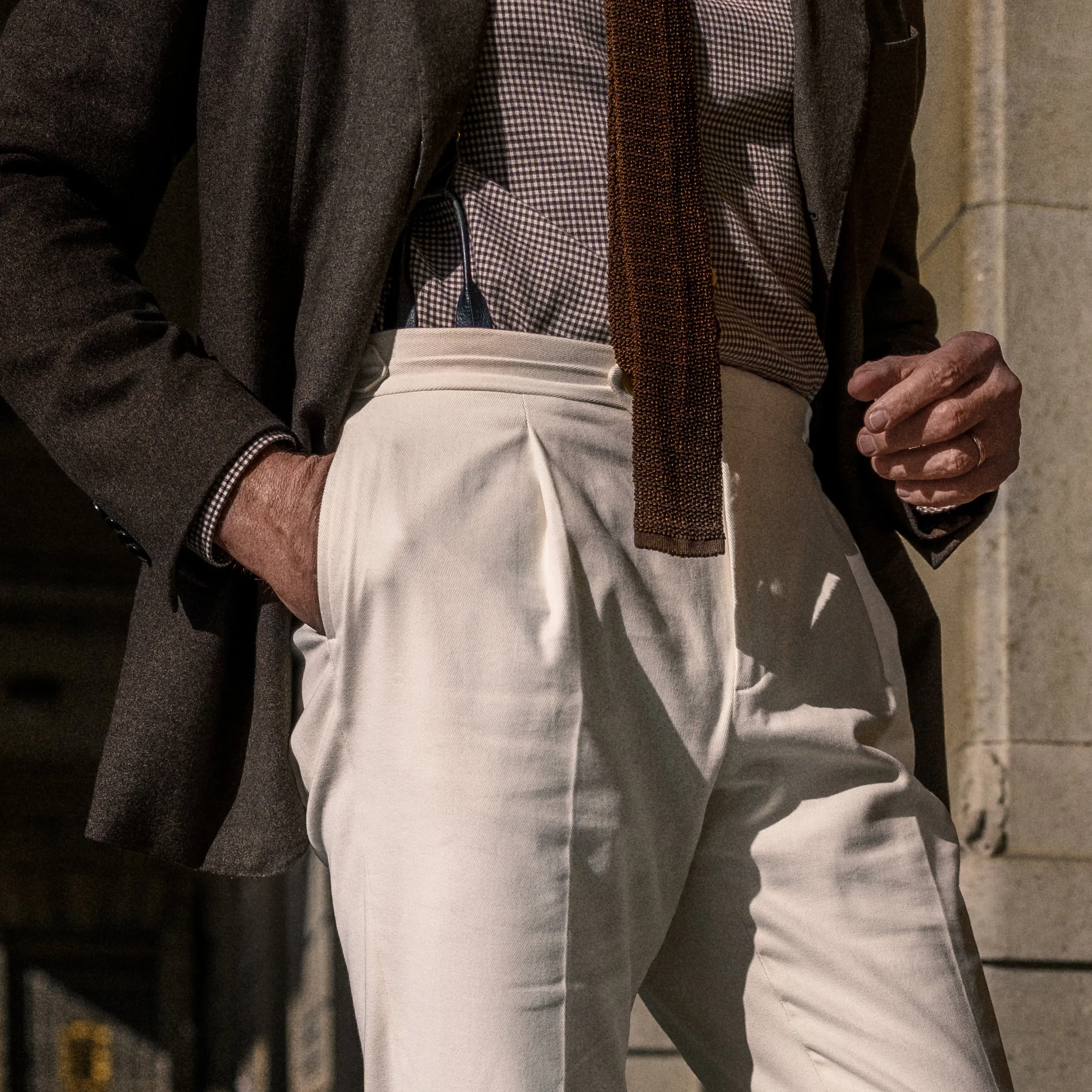 Ivory cotton elastan trousers