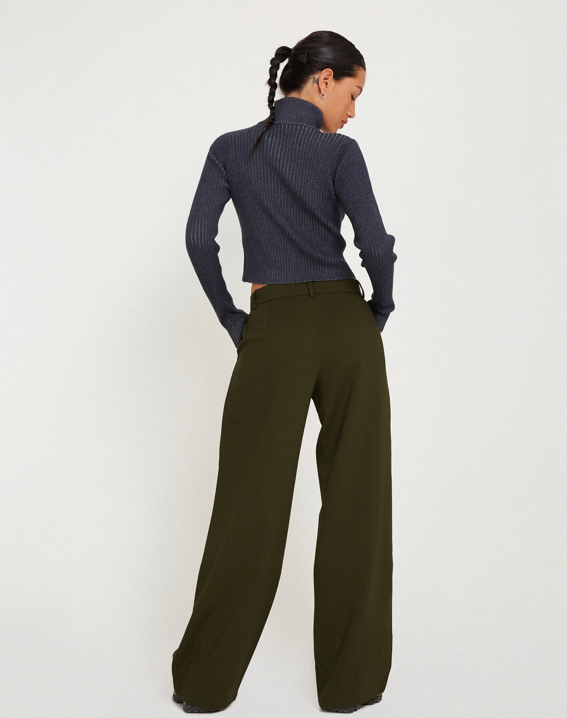 Jabba Wide Leg Trouser in Dark Khaki