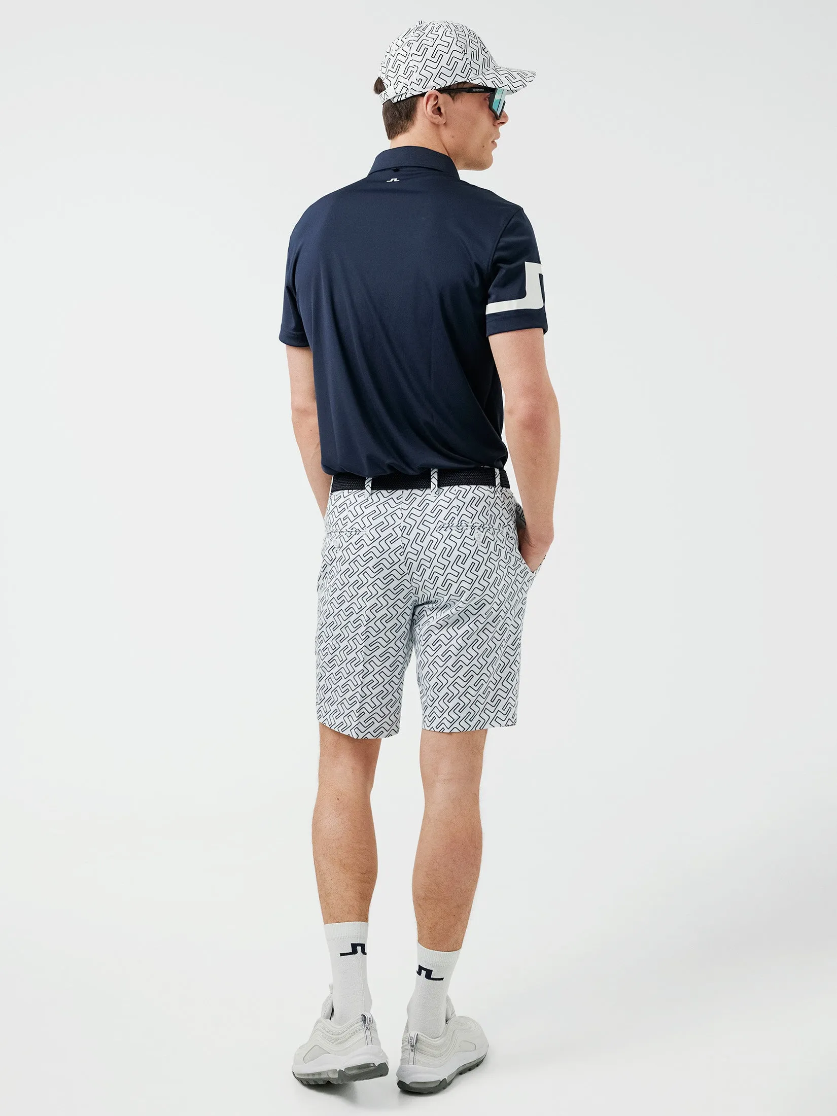 J.Lindeberg Mens Tim Golf Shorts - JL NAVY BRIDGE MONOGRAM