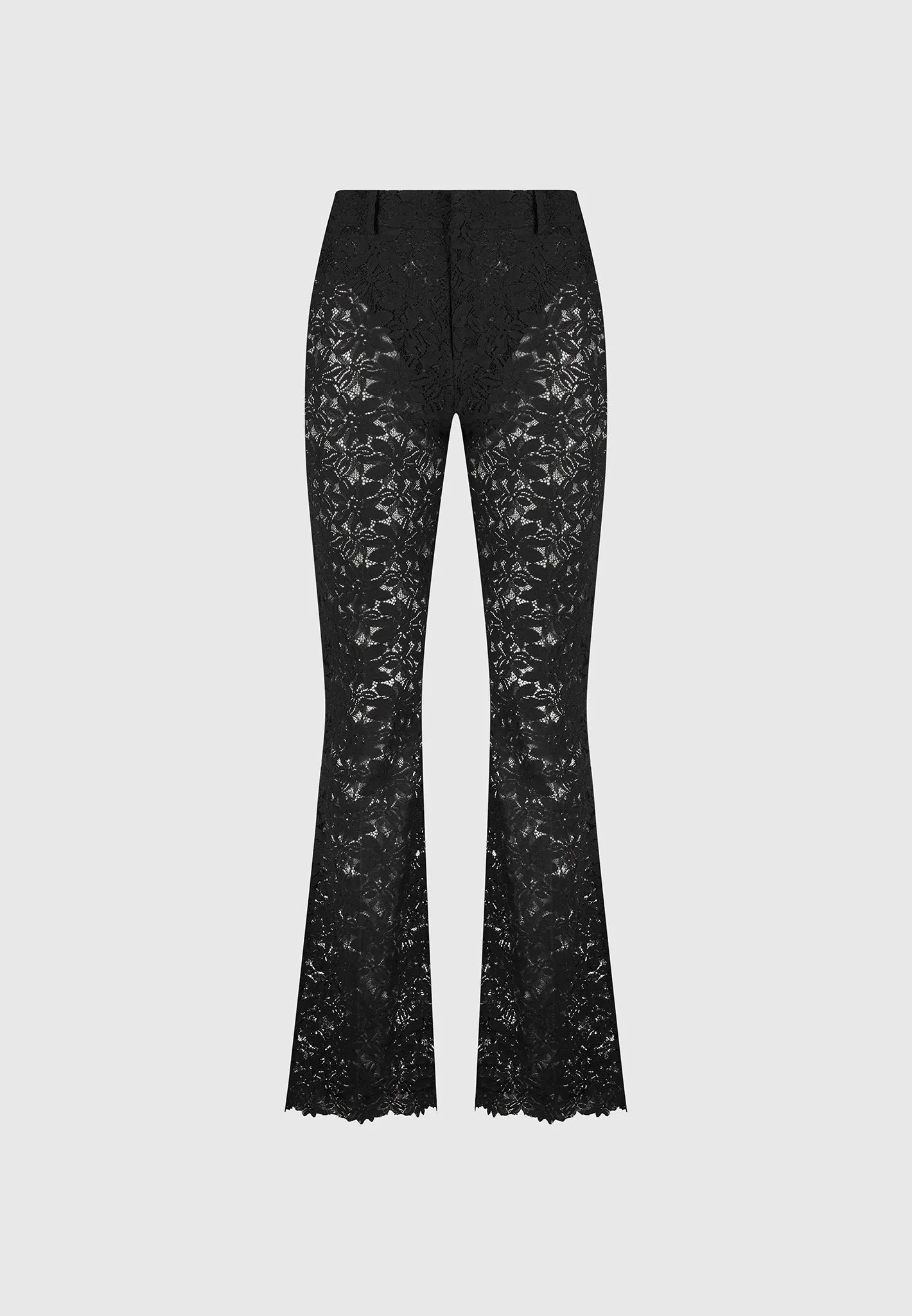 Lace Fit and Flare Trousers - Black