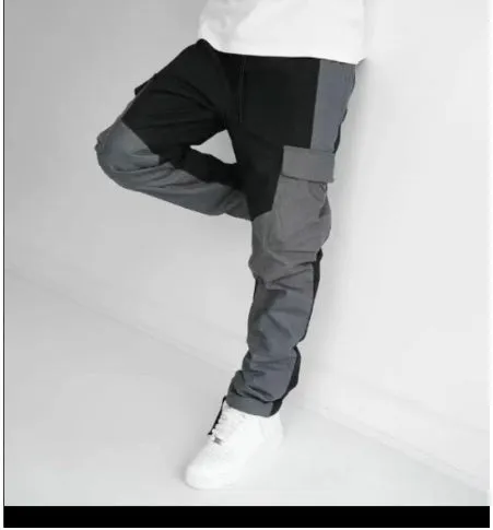 Large Pocket Stitching Trousers Men's Loose Feet