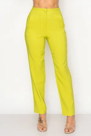 Lemon Solid High Waist Dress Pants