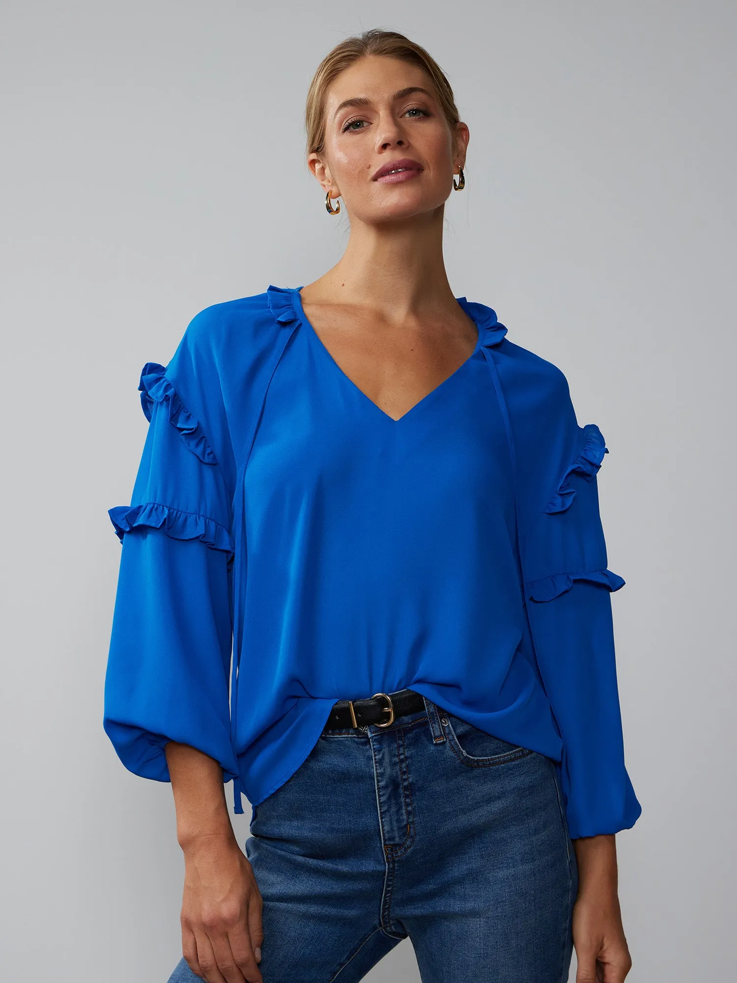 Long Sleeve Ruffle Detail Top