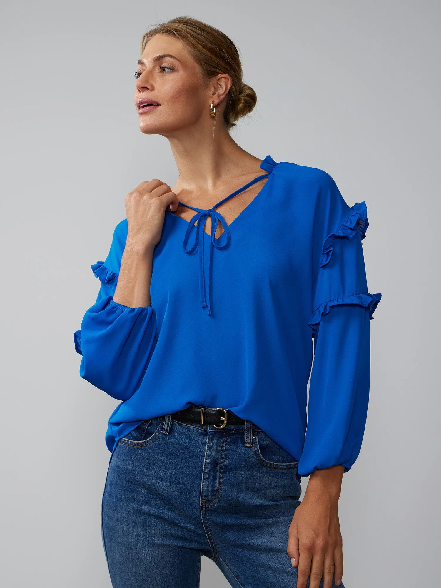 Long Sleeve Ruffle Detail Top