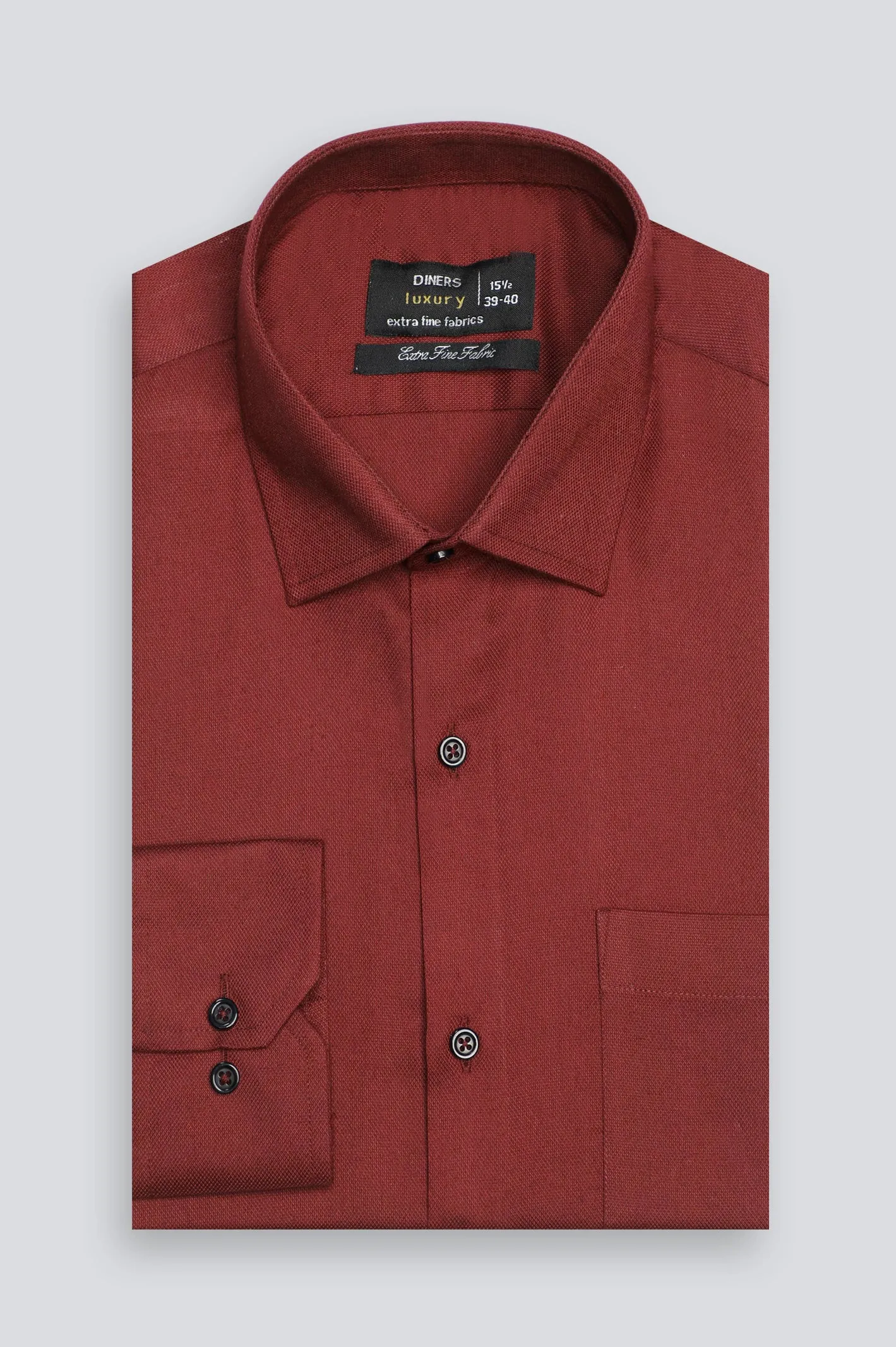 Maroon Dobby Textured Formal Shirt