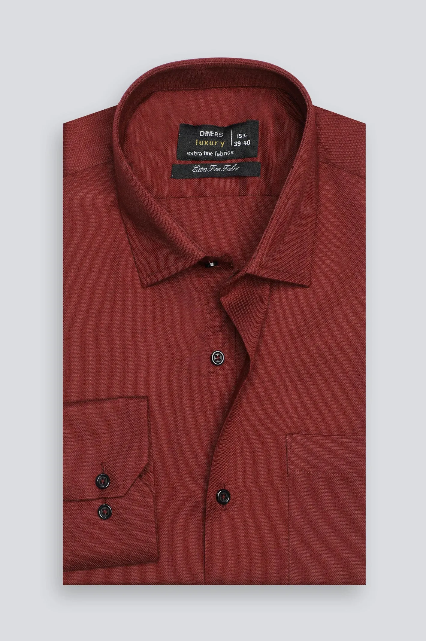 Maroon Dobby Textured Formal Shirt