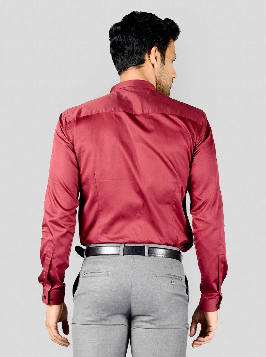 Maroon Solid Slim Fit Party Wear Shirt | Greenfibre