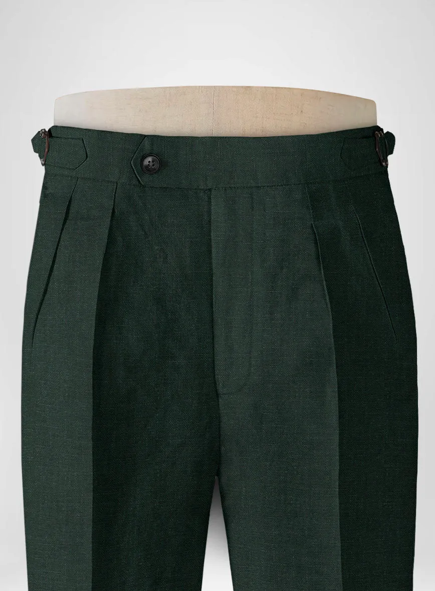 Martini Green Linen Highland Trousers