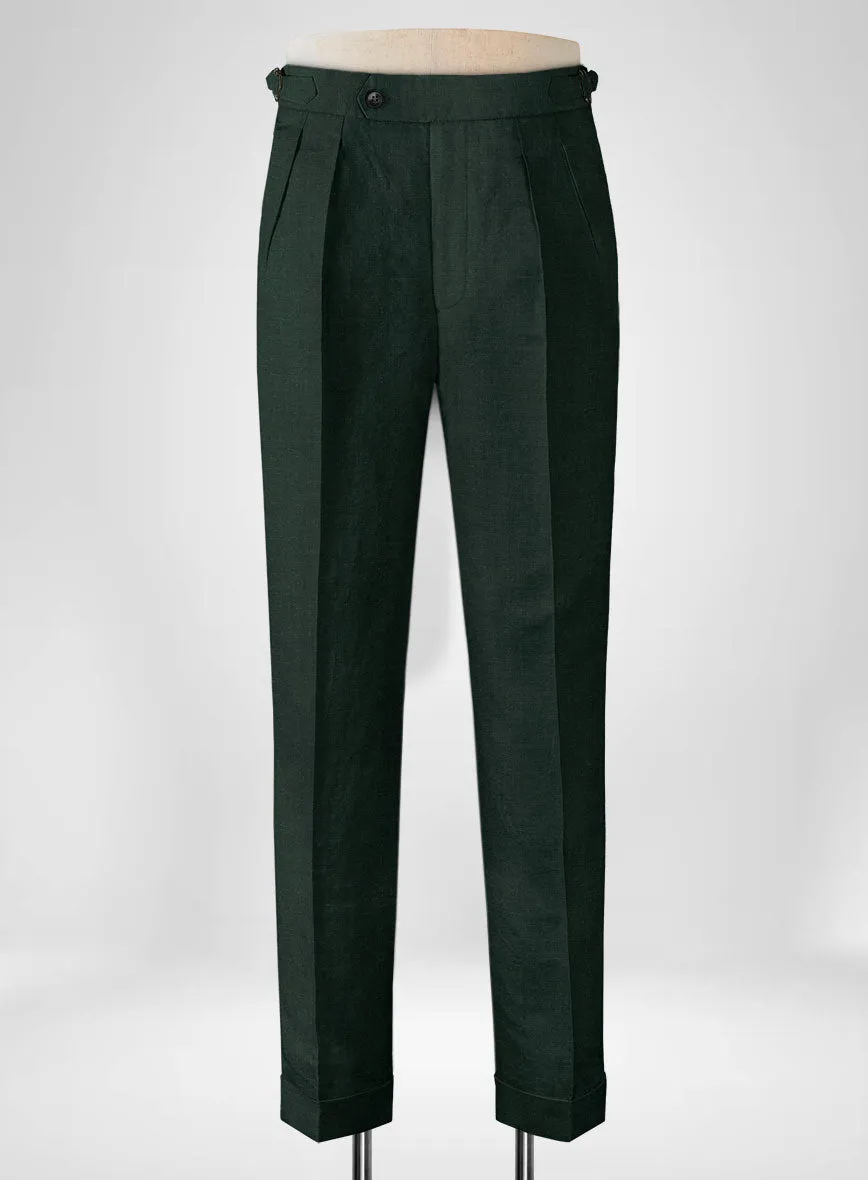 Martini Green Linen Highland Trousers