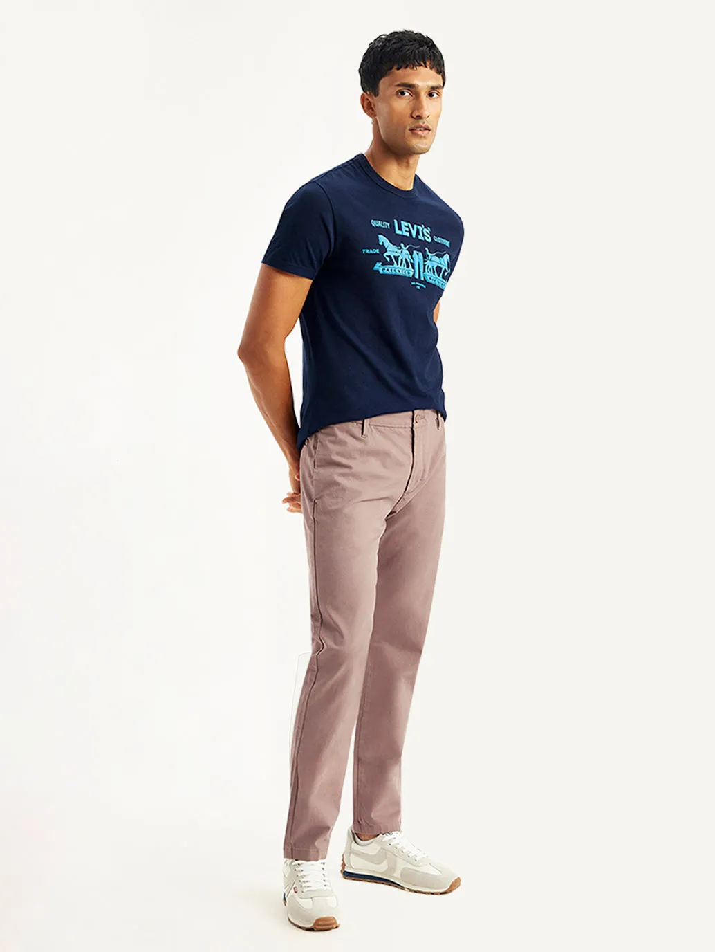 Men's Mauve Tapered Trousers