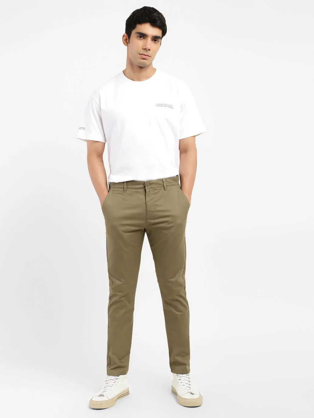 Men's Olive Slim Fit Trousers