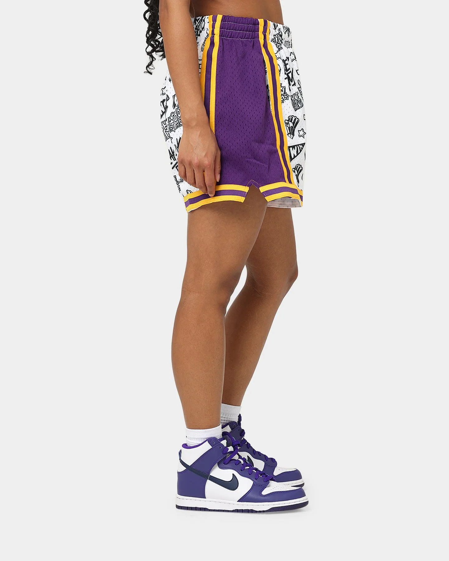 Mitchell & Ness Women's Los Angeles Lakers Doodle Shorts White