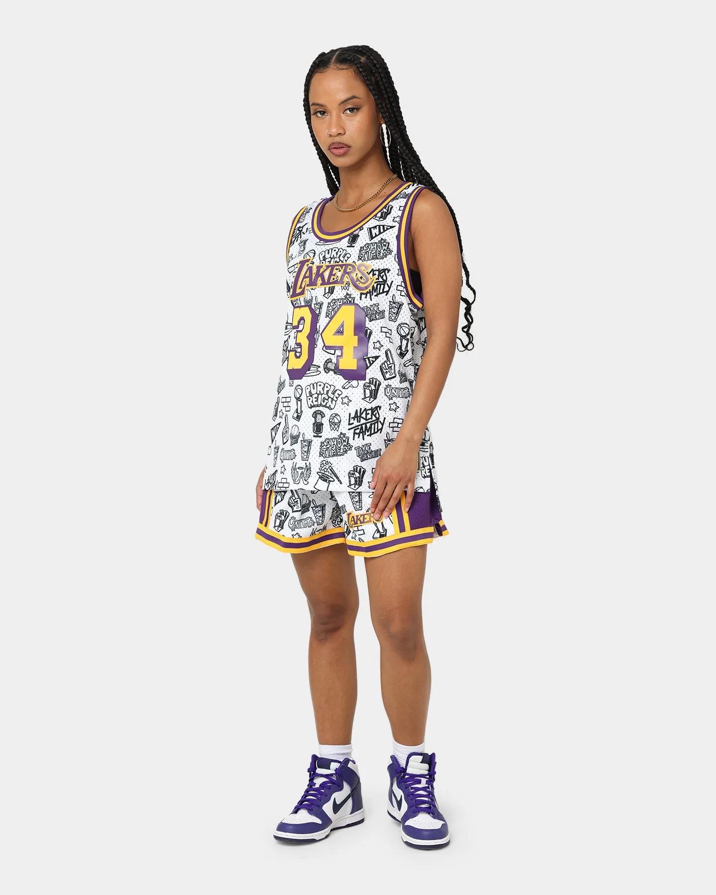 Mitchell & Ness Women's Los Angeles Lakers Doodle Shorts White