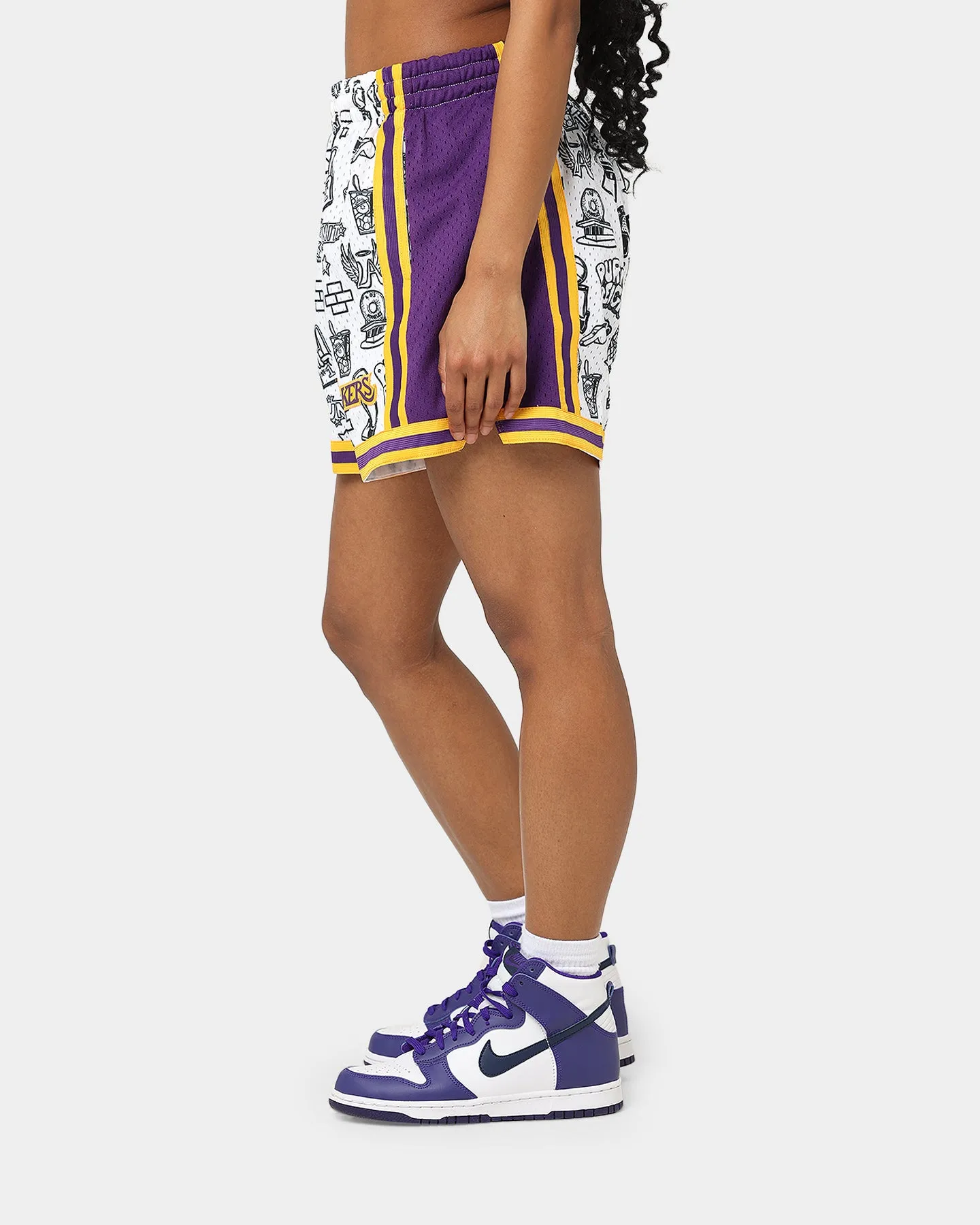 Mitchell & Ness Women's Los Angeles Lakers Doodle Shorts White