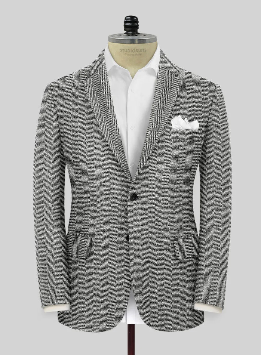 Naples Wide Herringbone Gray Tweed Suit