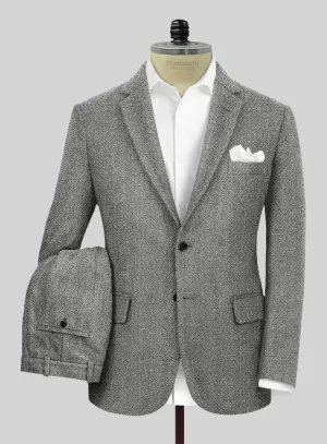 Naples Wide Herringbone Gray Tweed Suit