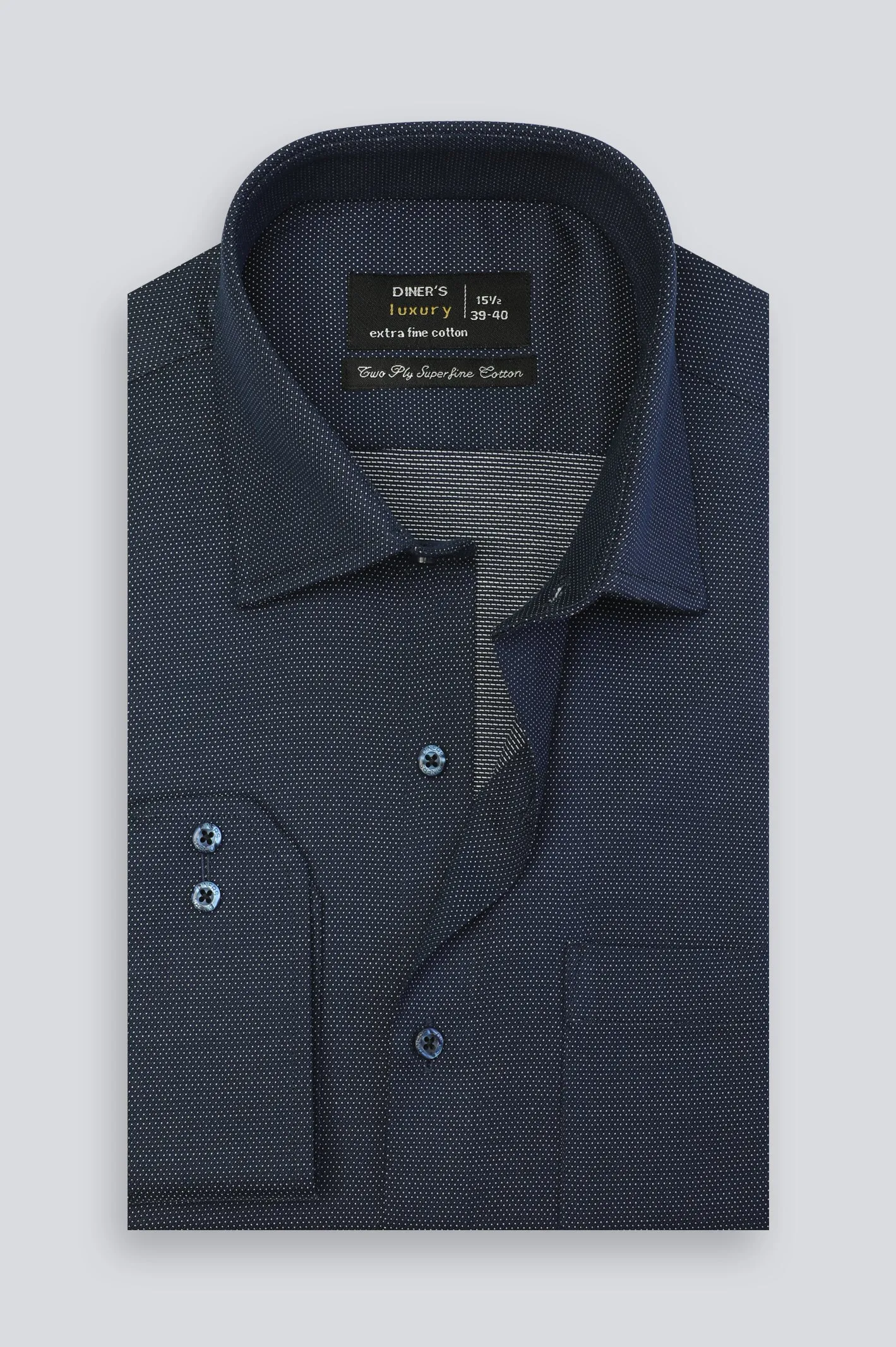 Navy Blue Jacquard Formal Shirt