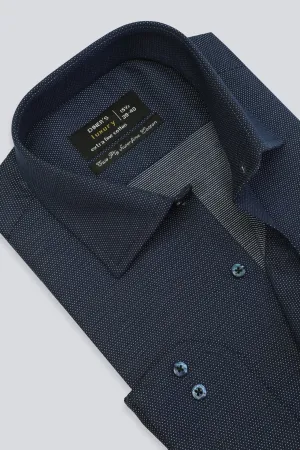 Navy Blue Jacquard Formal Shirt