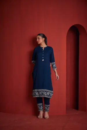 Neeru's Peacock Regular Straight Solid Kurta Sets And Trousers