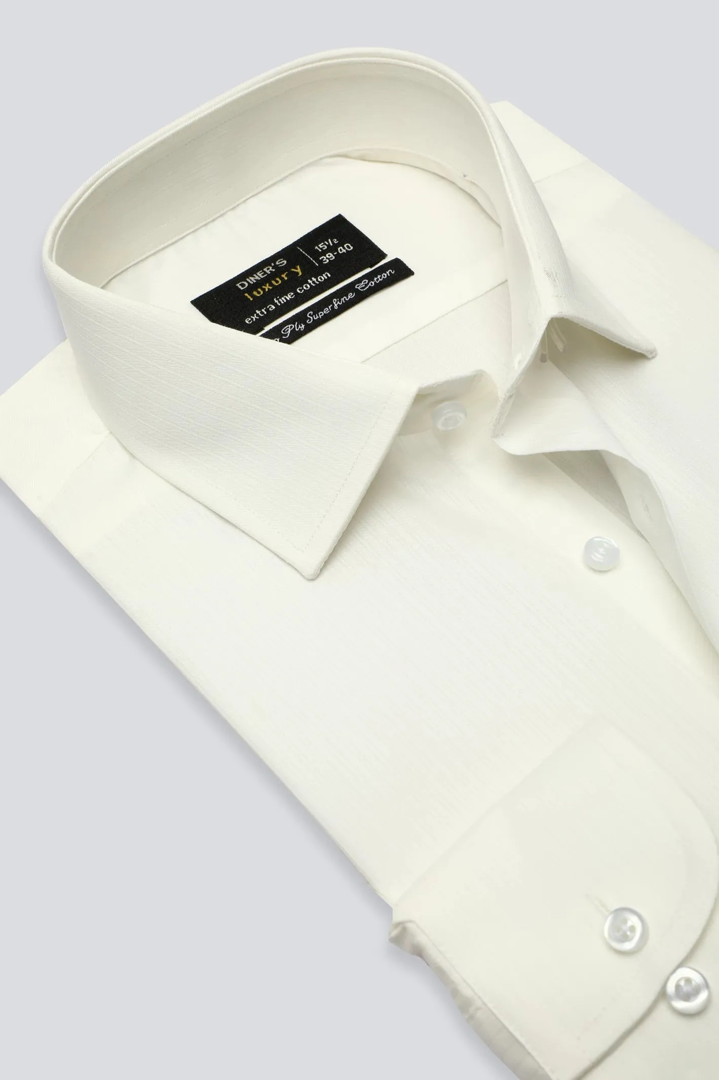 Off White Stripe Textured Formal Shirt