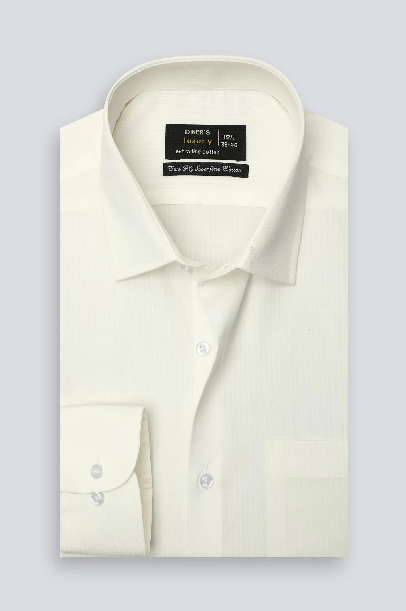 Off White Stripe Textured Formal Shirt