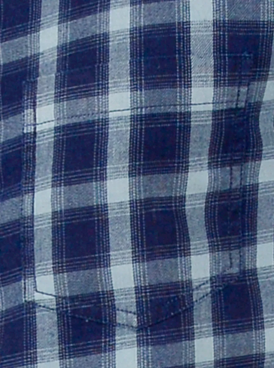 Oil Blue Checked Slim Fit Casual Shirt | Greenfibre