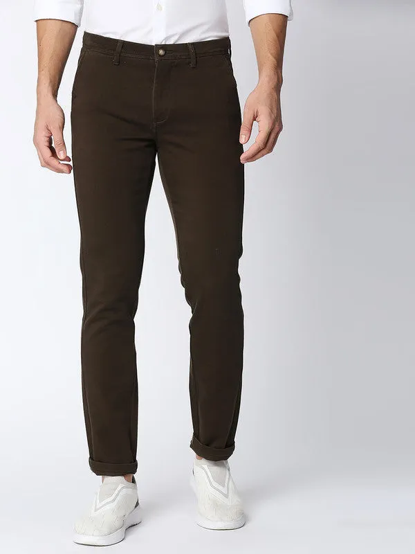 Olive Cotton Dobby Lycra Trousers