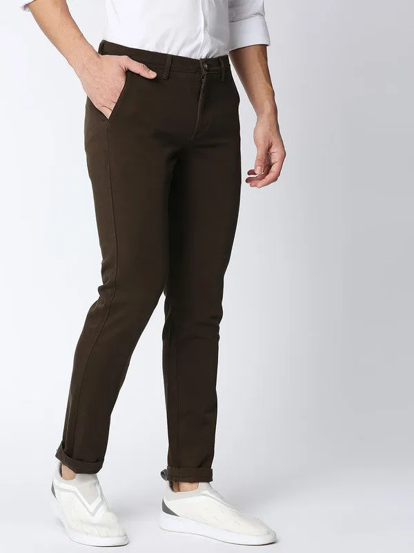 Olive Cotton Dobby Lycra Trousers