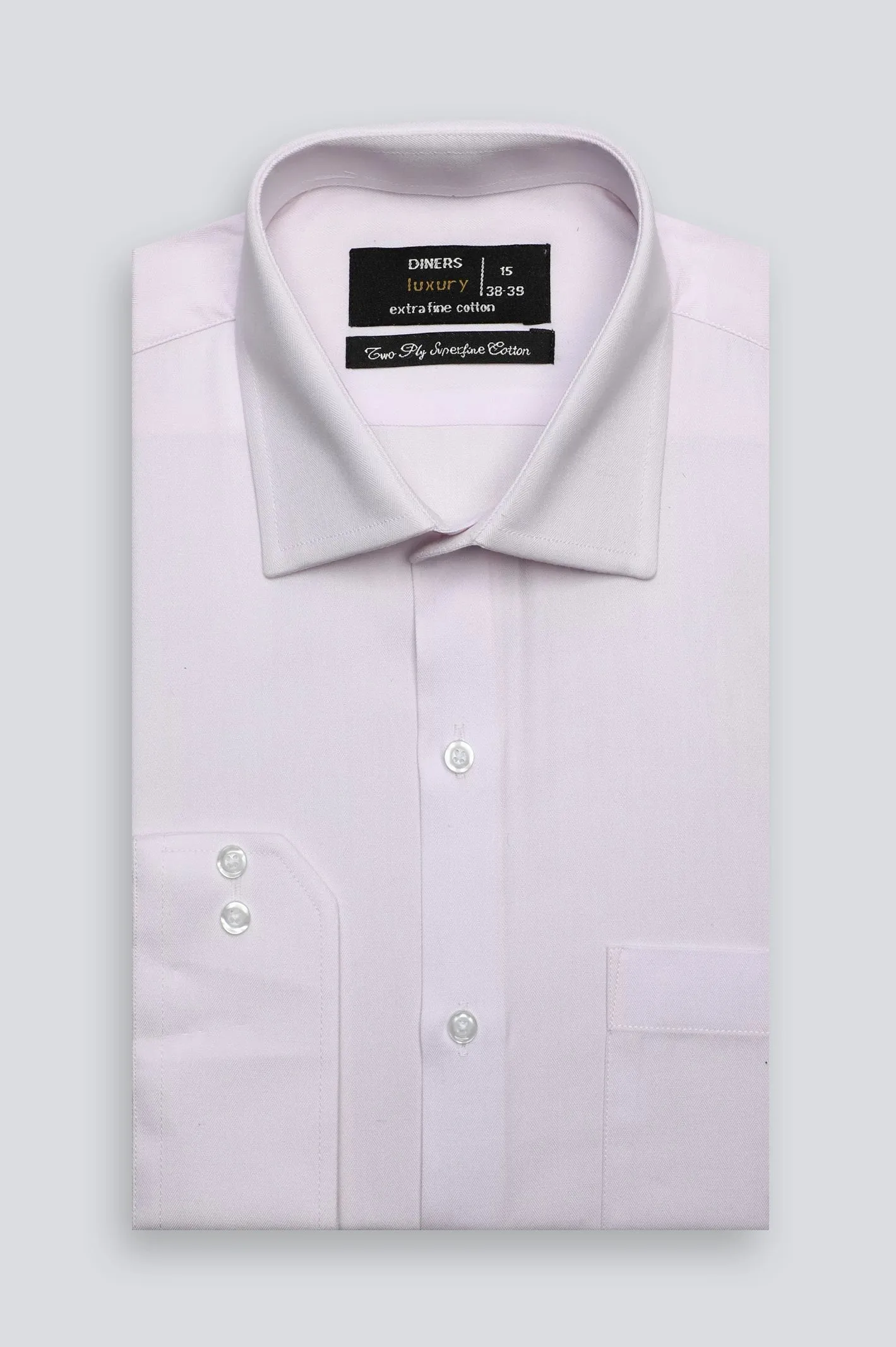 Pink Herringbone Textured Formal Shirt