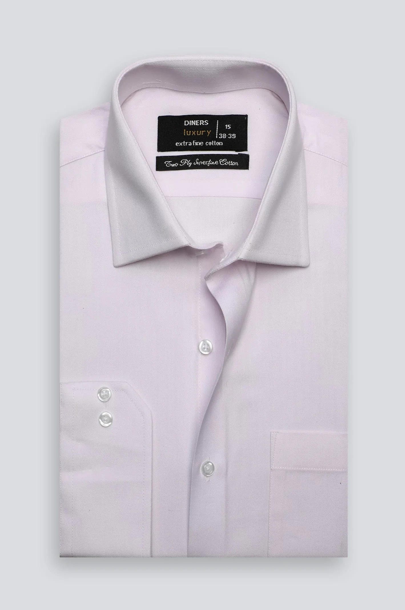 Pink Herringbone Textured Formal Shirt