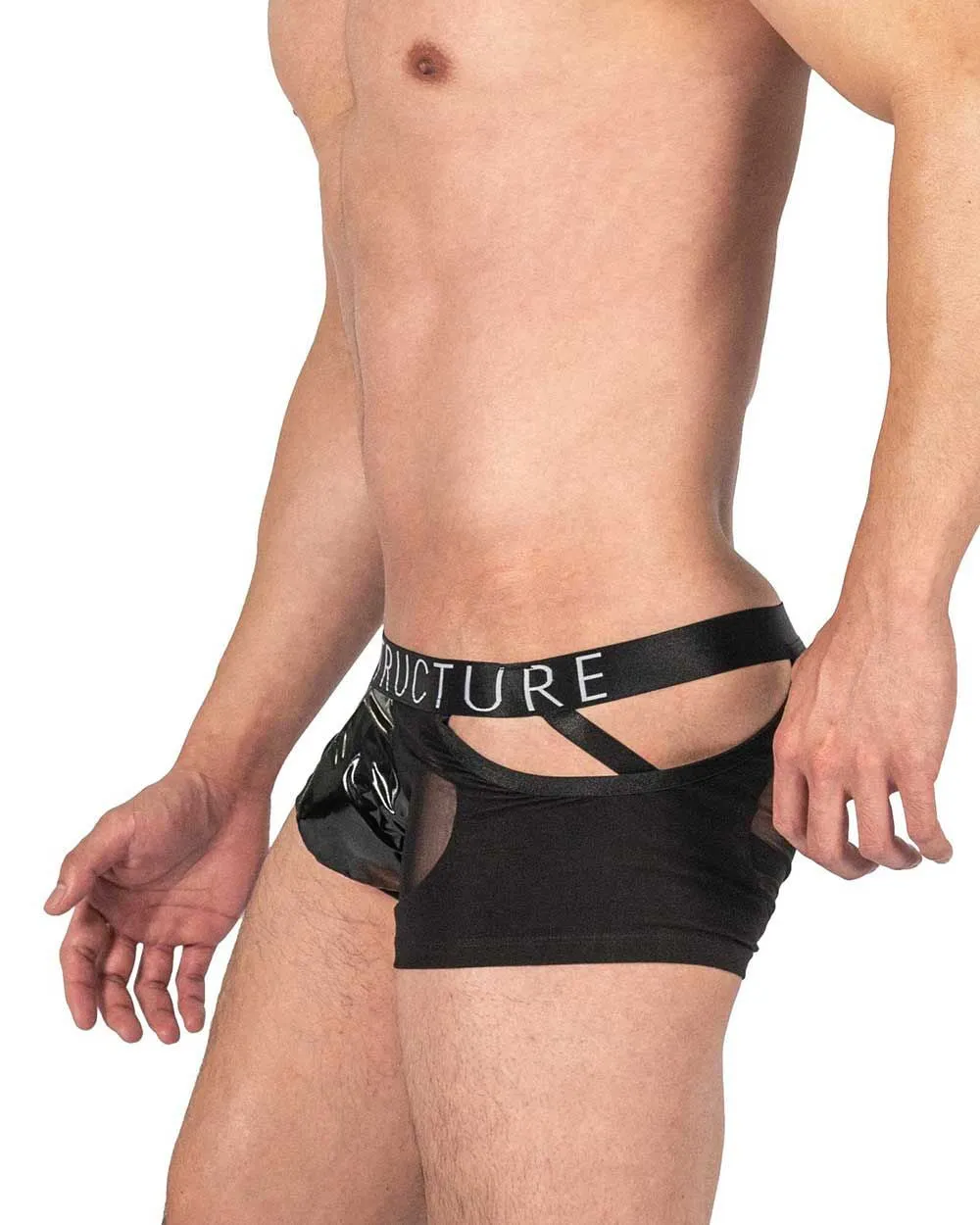 Private Structure LCUT4420 Alpha Low Waist Mesh Back Jockstrap Trunks Color Black