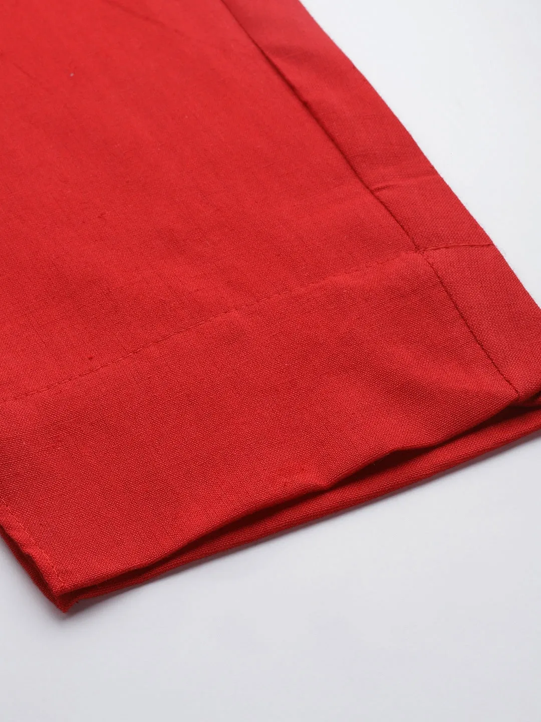 Red Cotton Fit Trousers