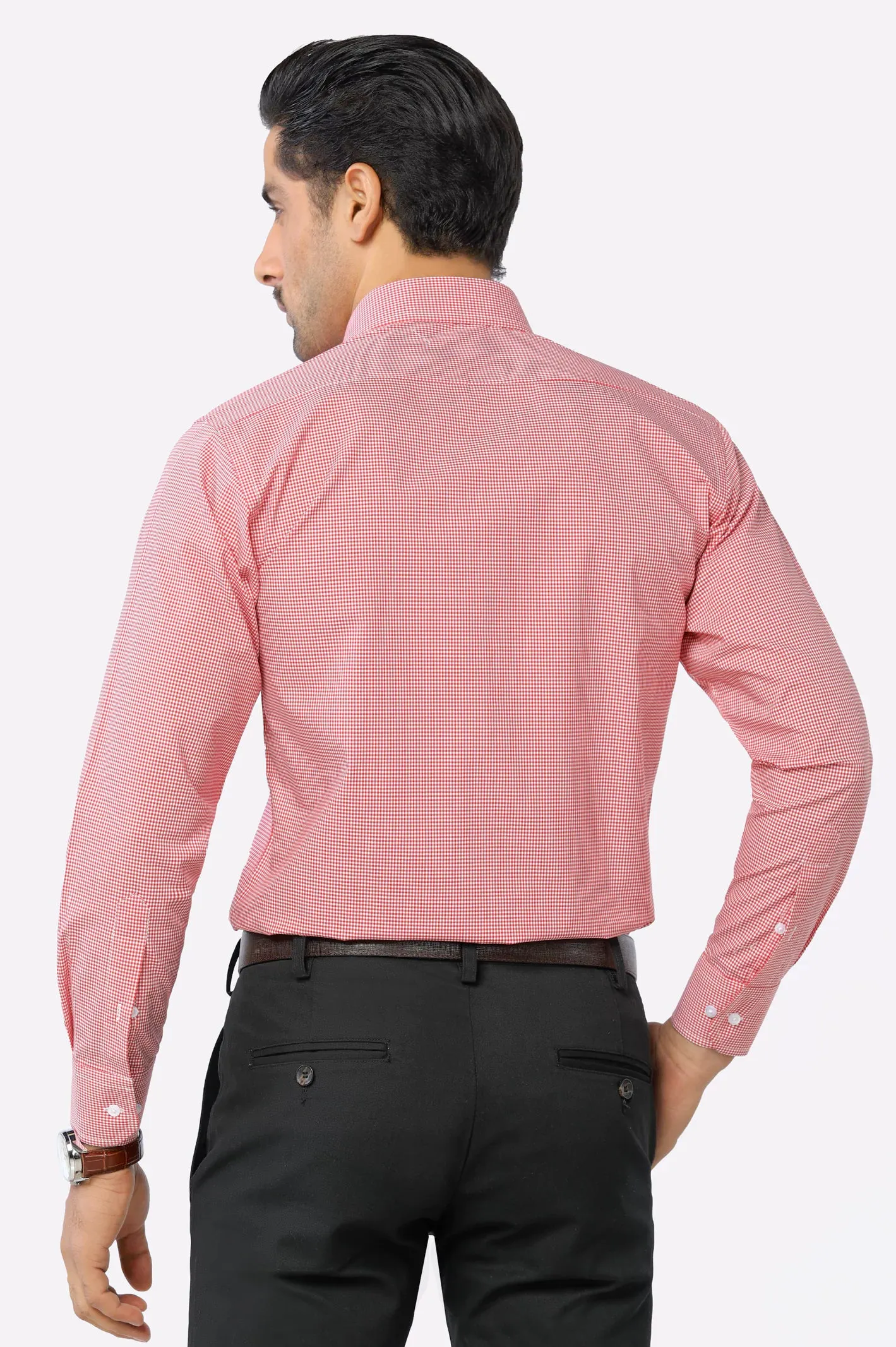 Red Mini-check Formal Shirt