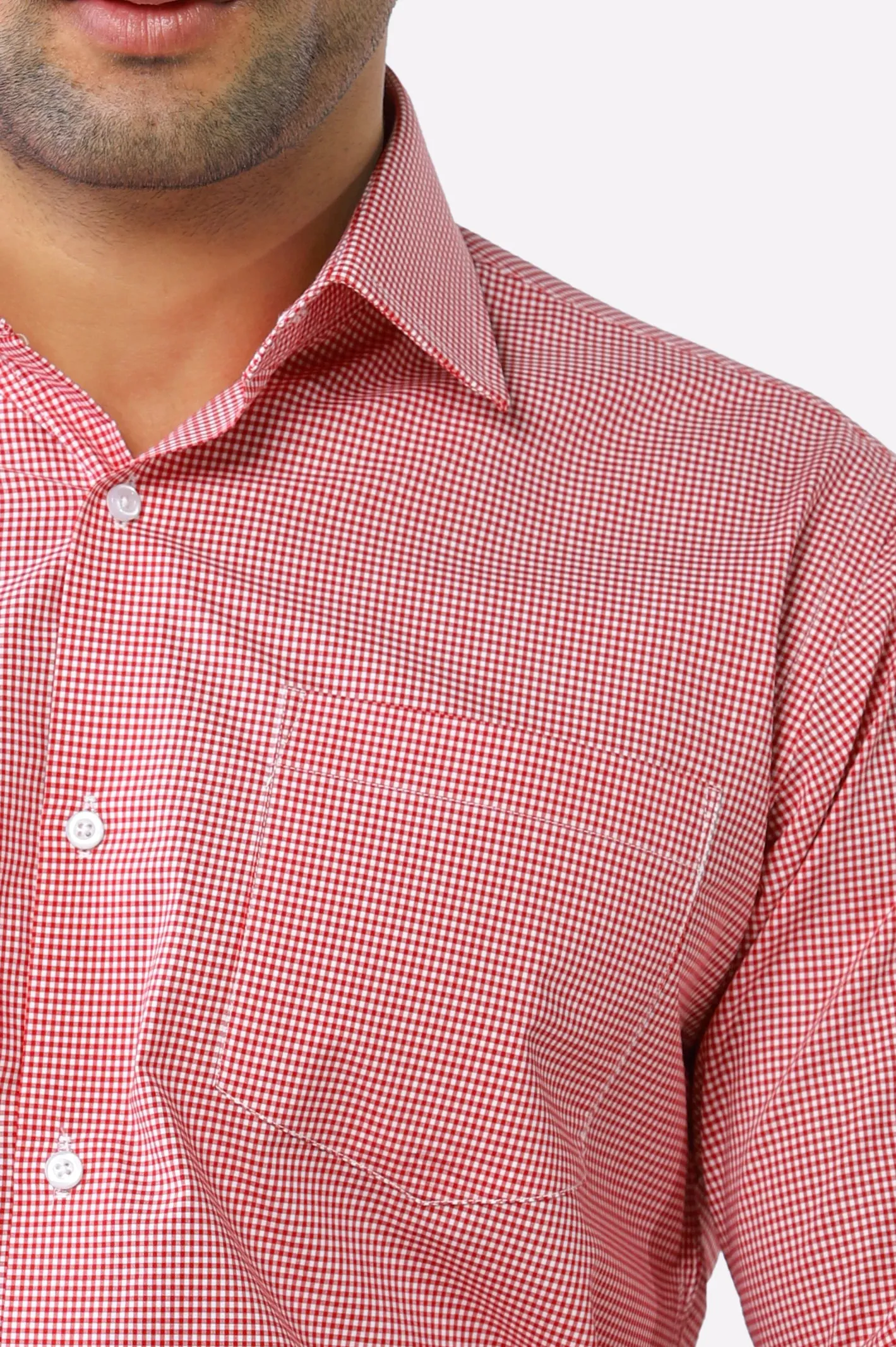 Red Mini-check Formal Shirt