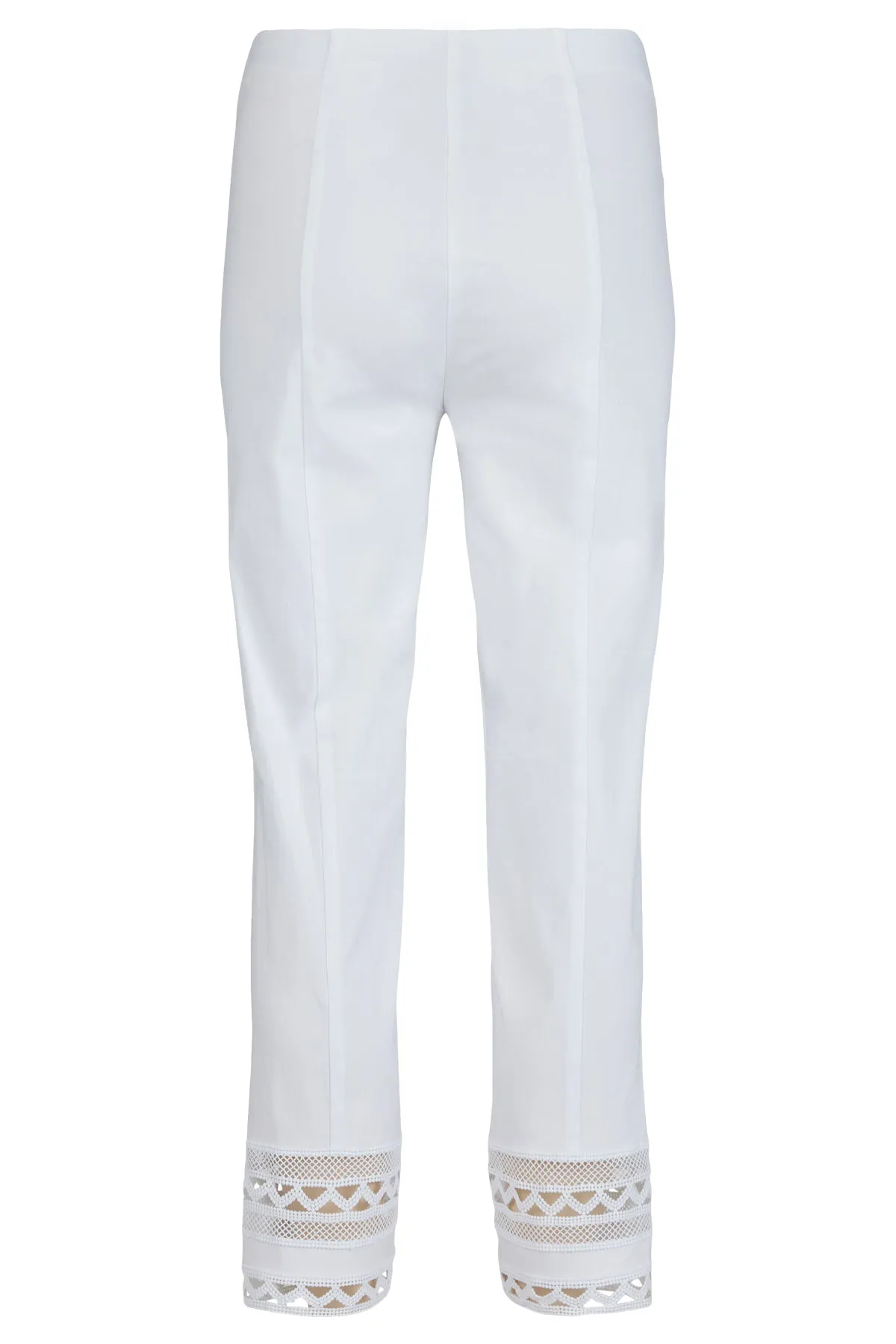 Robell Pull on stretch trousers with crochet Hem Detail  Black or White 53489