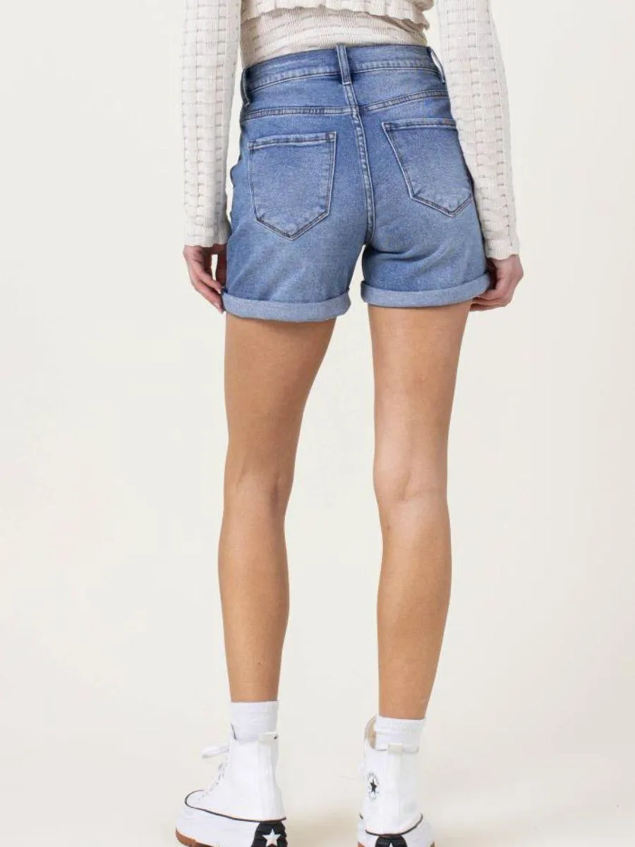 Roll with the Punches Pin Tuck Denim Shorts