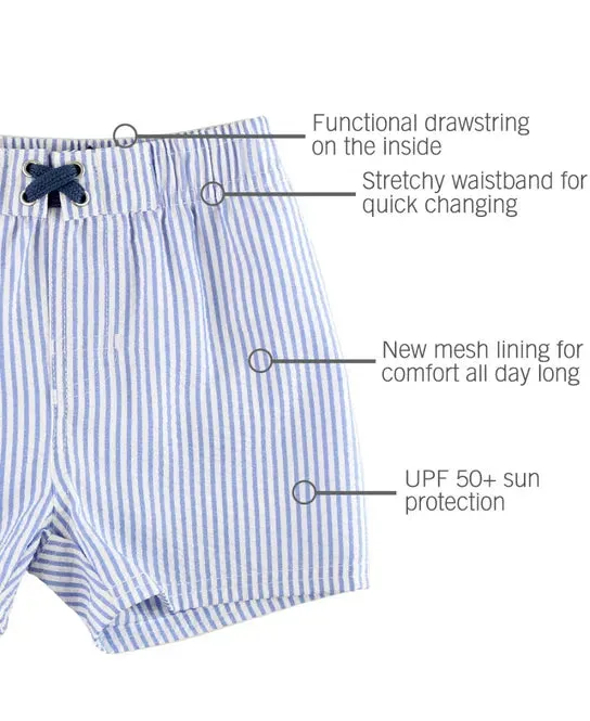 RuggedButts Blue Seersucker Swim Trunks