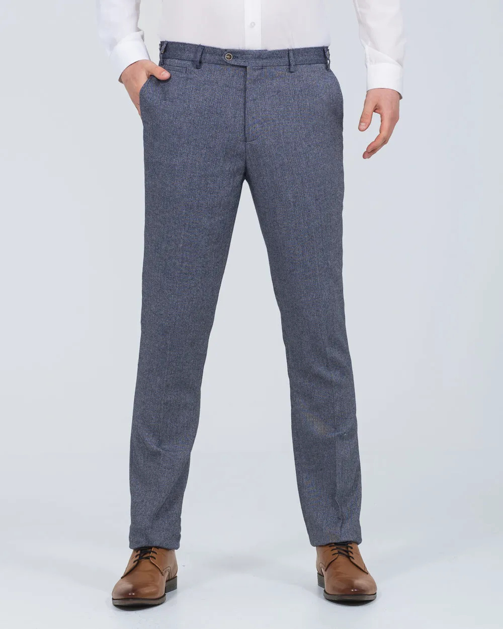 Skopes Jude Slim Fit Tall Trousers (blue herringbone)