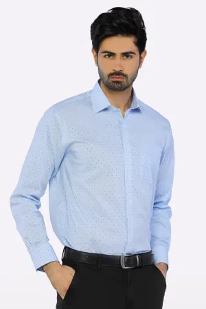 Sky Blue Dotted Formal Shirt