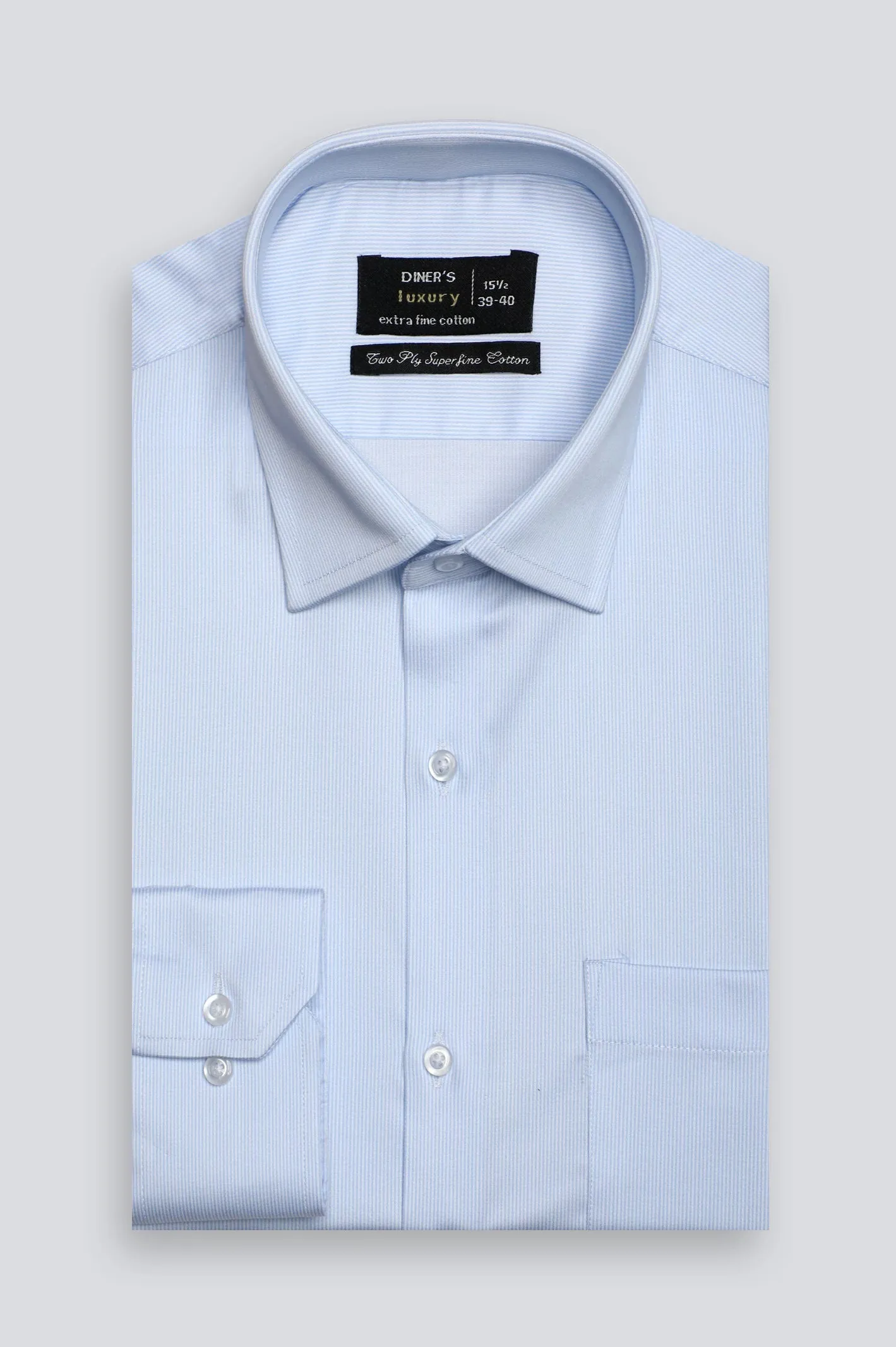 Sky Blue Hairline Stripe Formal Shirt