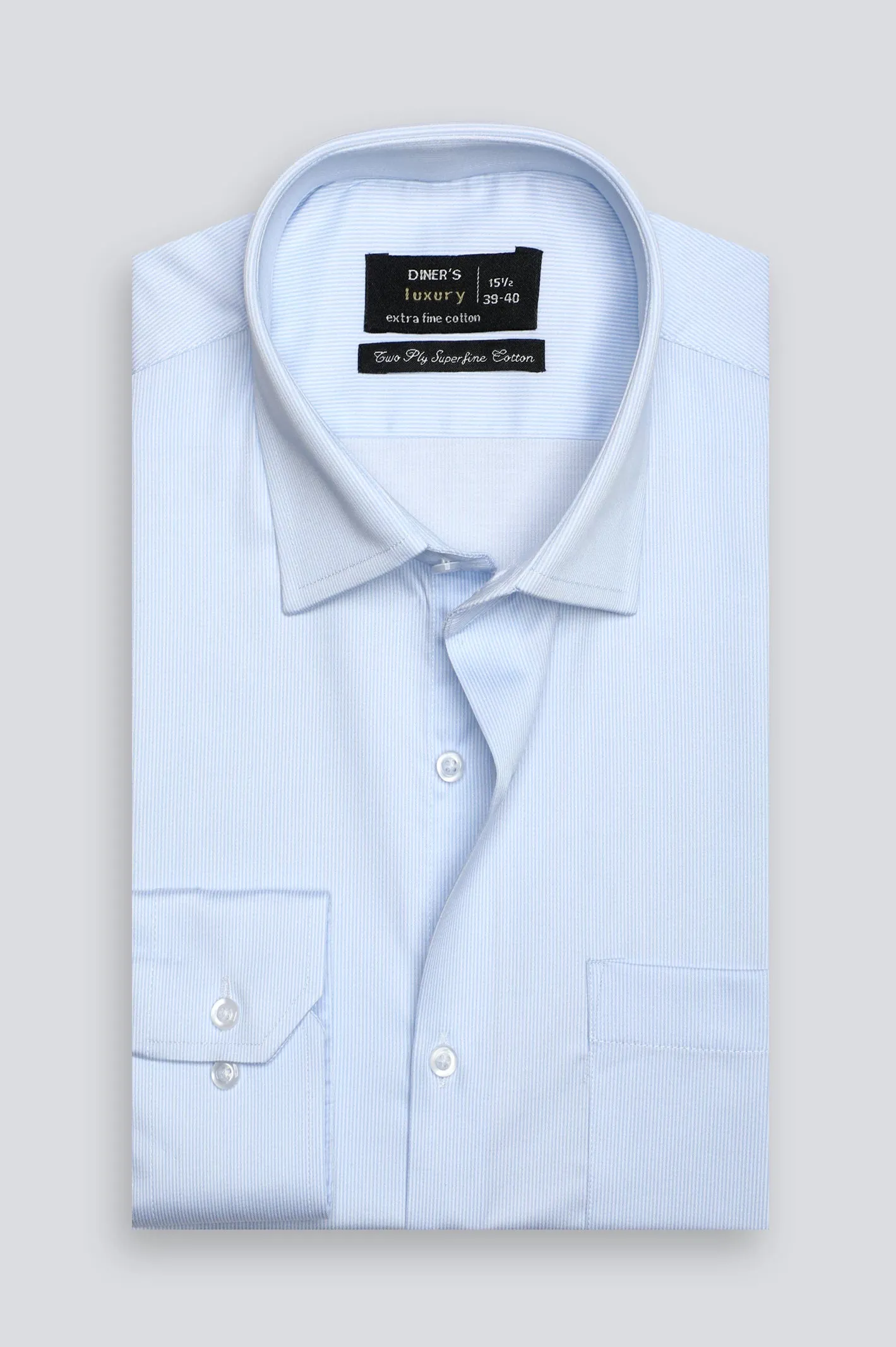 Sky Blue Hairline Stripe Formal Shirt