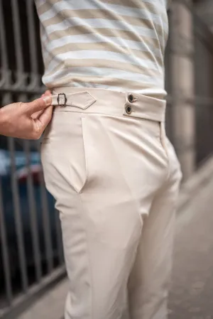 Slim Fit Beige Gurkha Trousers