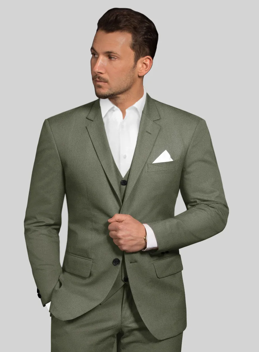 Stretch Summer Olive Green Chino Suit