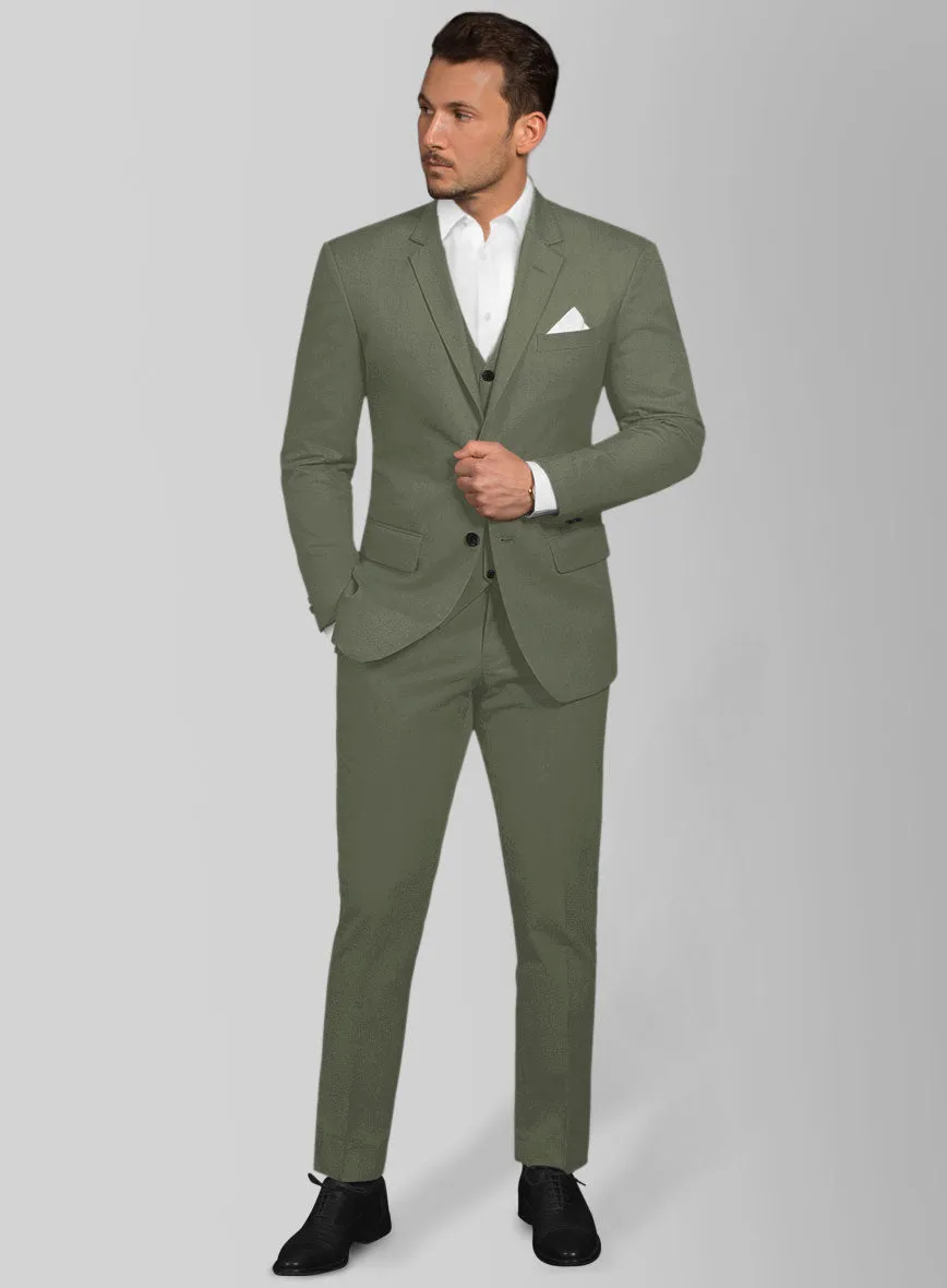 Stretch Summer Olive Green Chino Suit