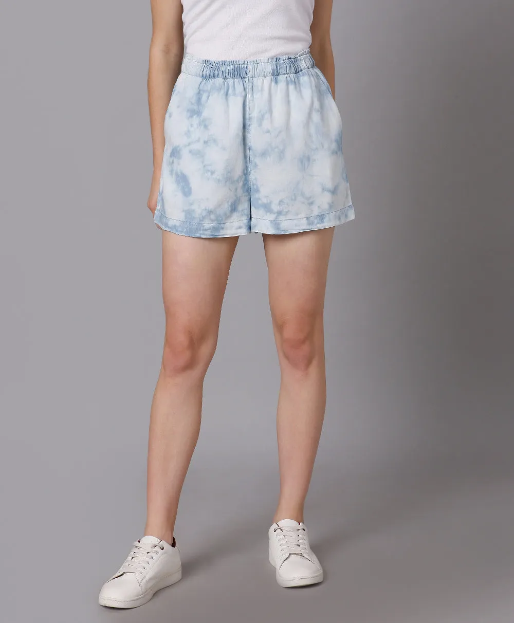 Tie and Dye Shorts-White