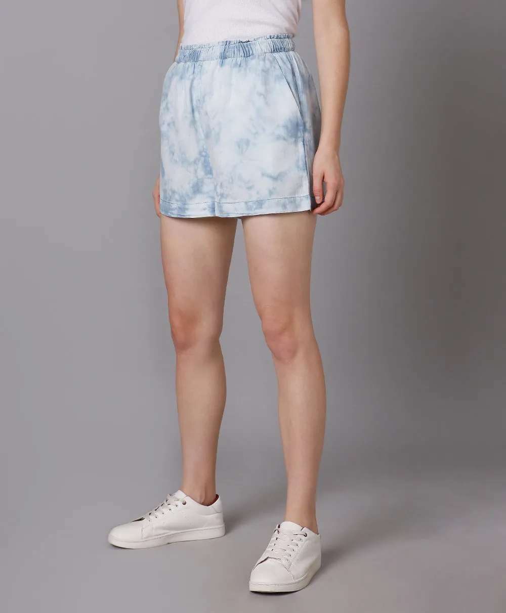 Tie and Dye Shorts-White