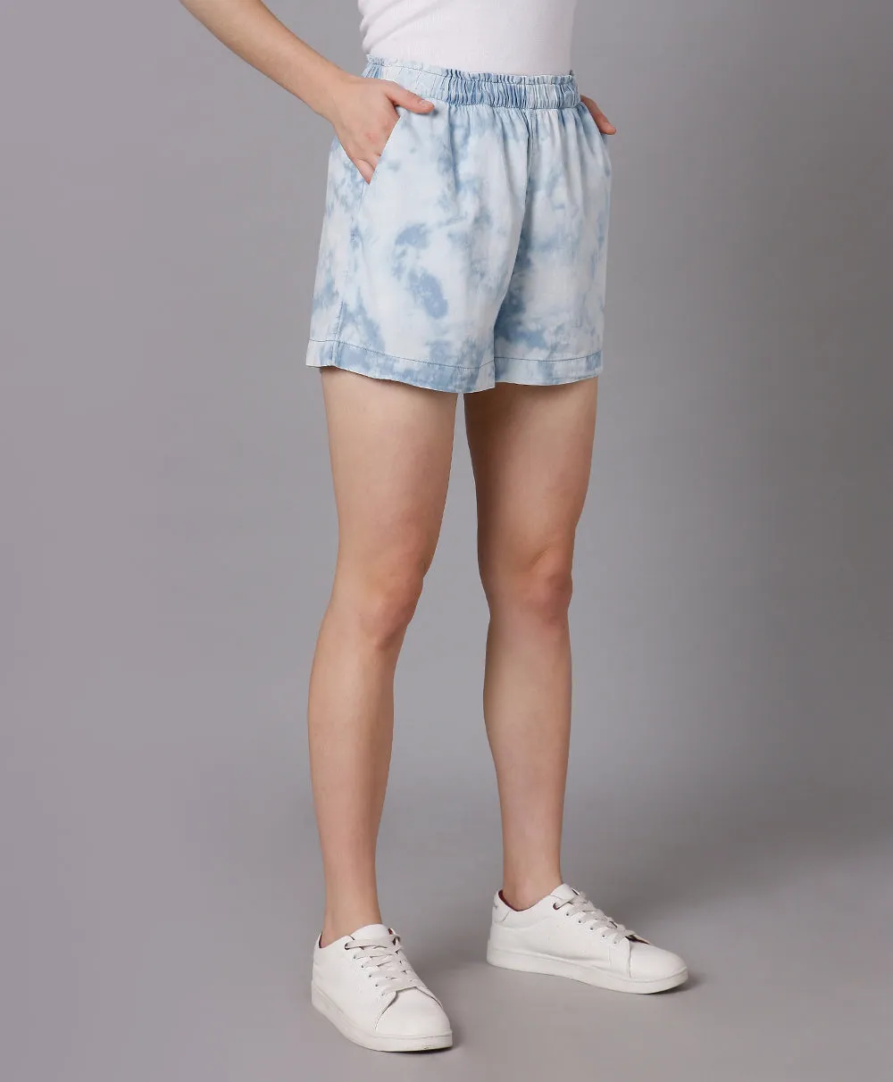 Tie and Dye Shorts-White